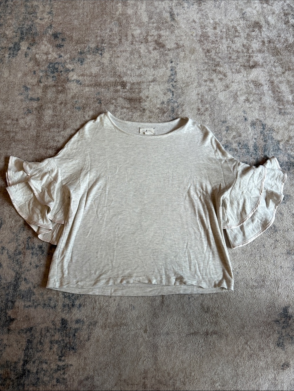 Lou & Grey Cream Ruffle Sleeve Short Sleeve Top